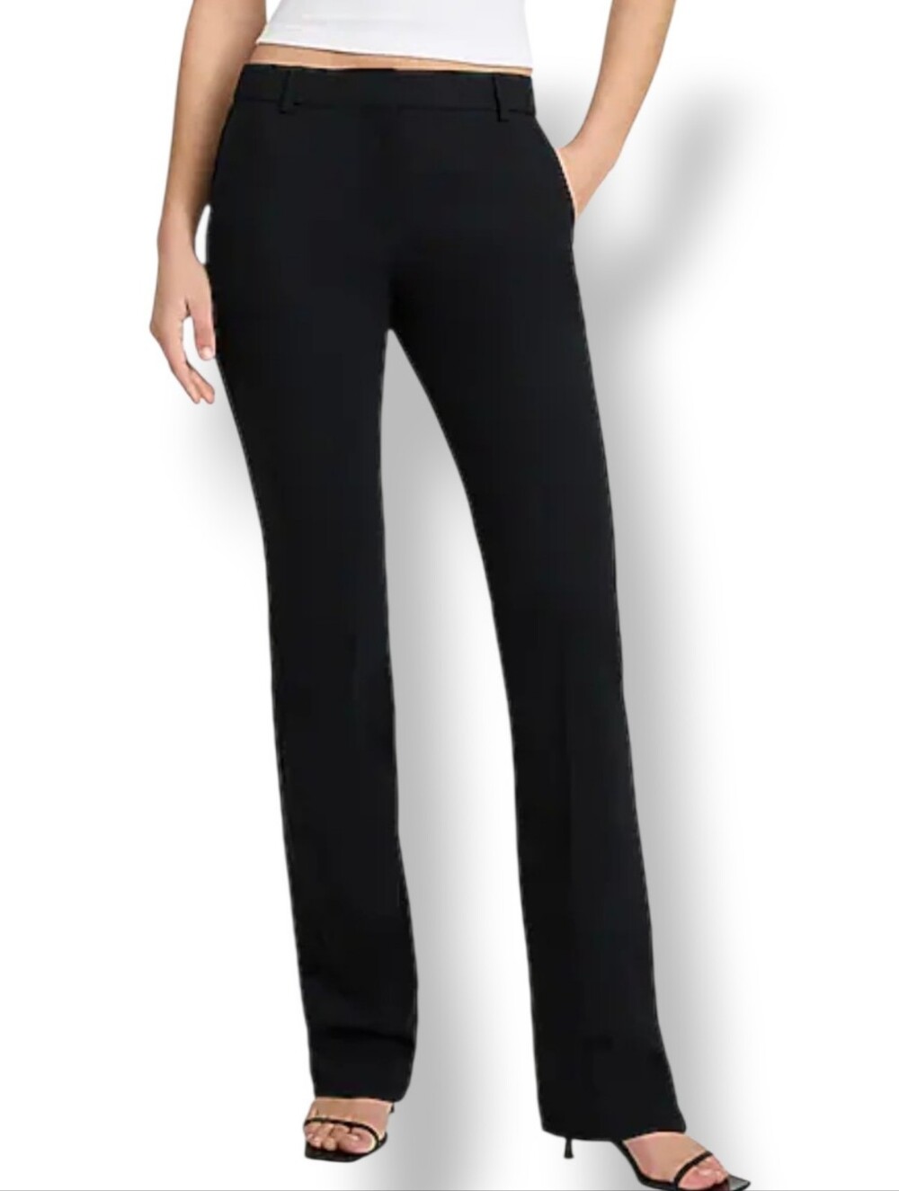 Express Women's BlackEditor Stretch Cotton Mid Rise Bootcut Pant Size 0